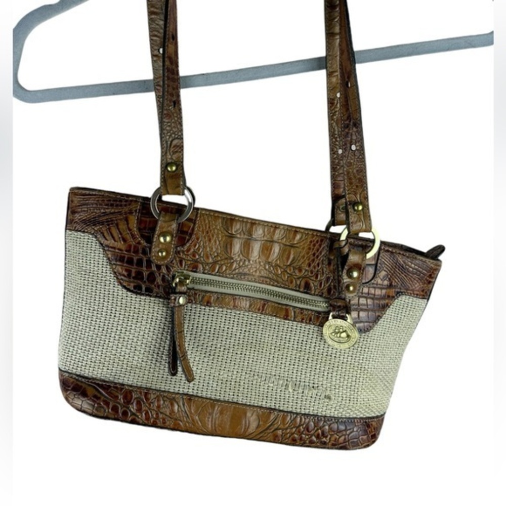 Brahmin Pecan Brown Crocodile Leather/Mesh Shoulder Bag flaw